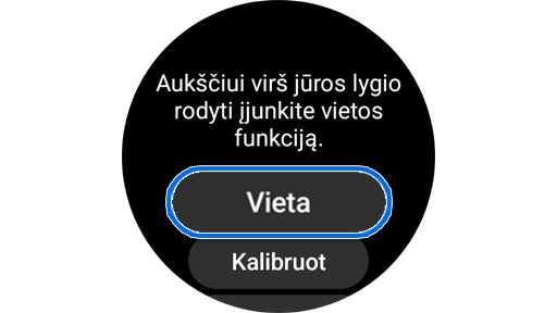Buvimo vietos suradimas naudojant „Samsung“ kompaso programėlę.