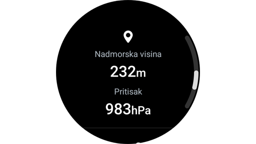Informacije o lokaciji na Galaxy Watch satu.