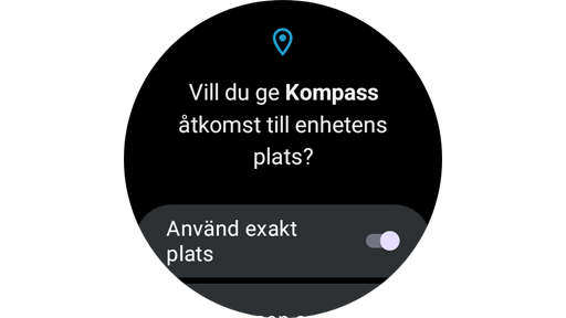 Platsinställningar i Samsungs kompassapp.