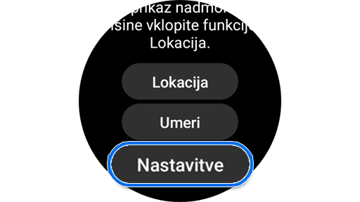 Nastavitve aplikacije Kompas