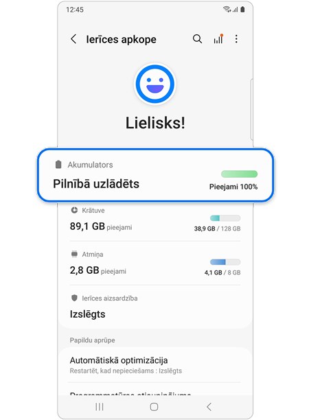 Akumulatora atlasīšana.
