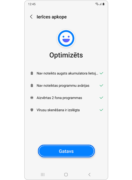 Opcijas “Gatavs” atlasīšana.