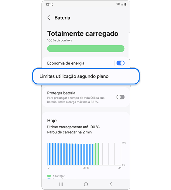 Selecionar Limites utilização segundo plano.