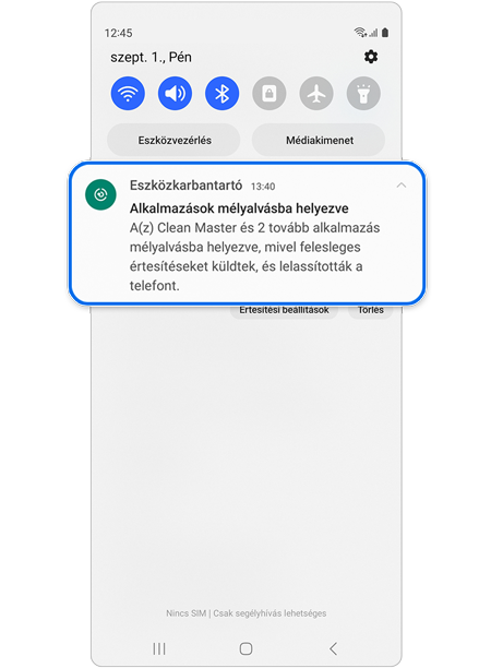 Eszközkarbantartó értesítés felugró ablak