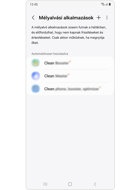 Alvó állapotban lévő alkalmazások listája