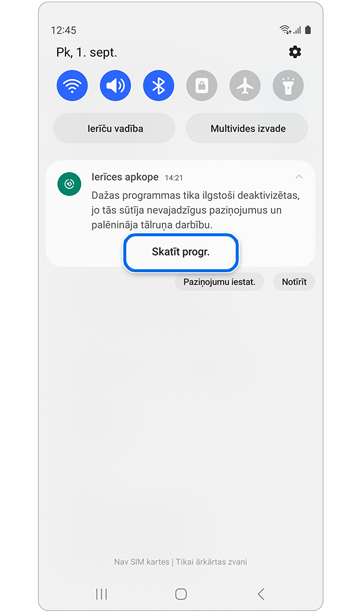 Ierīces apkopes paziņojuma uznirstošais logs