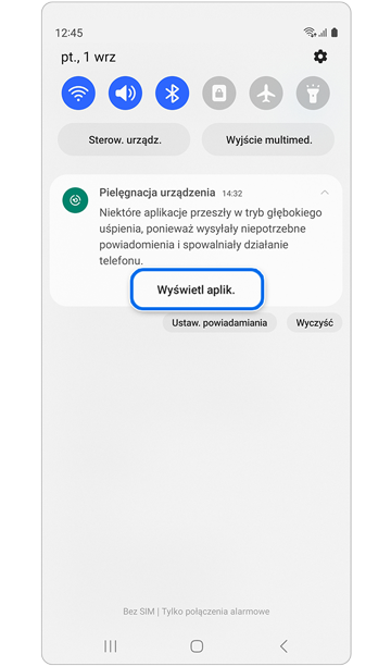 Wyskakujące okno powiadamiające o Pielęgnacji urządzenia