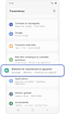 Menu des paramètres d’un appareil mobile Samsung Galaxy