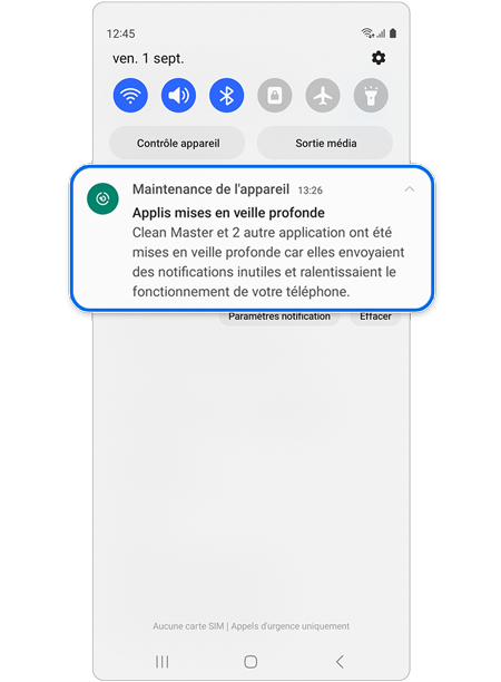 Notification contextuelle de la fonction de maintenance de l'appareil