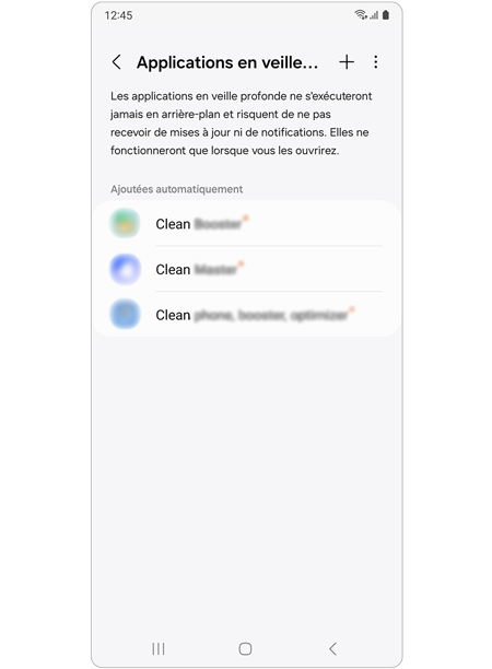 Liste des applications en veille profonde