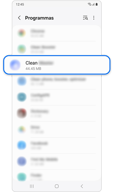Lietotņu saraksts Programmu sadaļā.