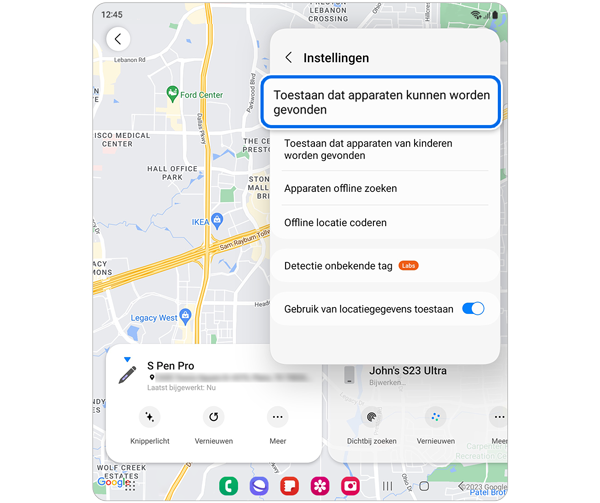Toestaan dat apparaten kunnen worden gevonden in het vervolgkeuzemenu Instellingen.