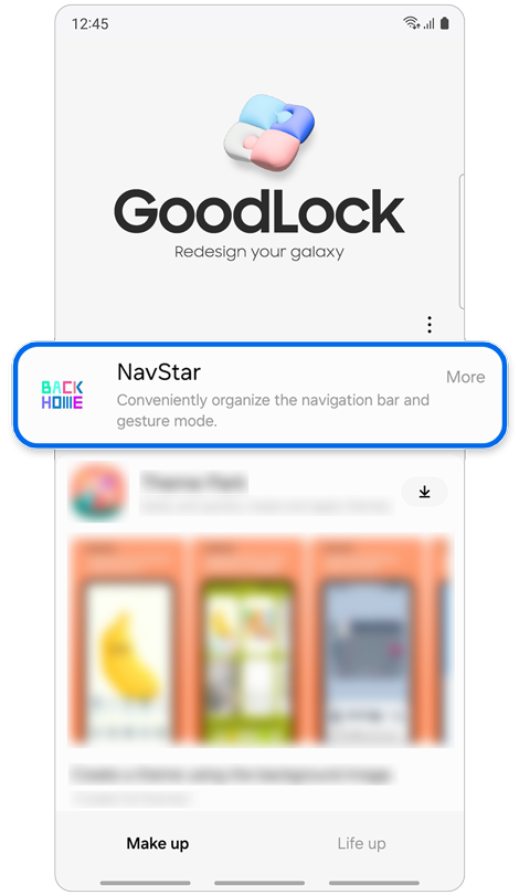 Programos „Good Lock“ skirtuko „Make up“ langas.