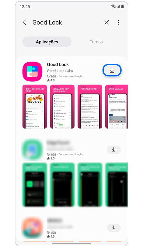 Aplicação Good Lock pronta a transferir na Galaxy Store.