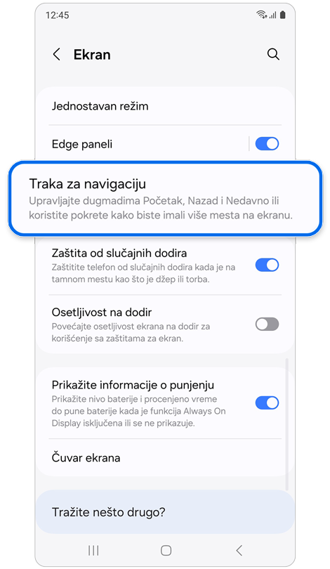 Ekran podešavanja za Ekran.