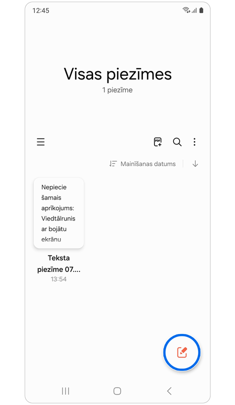 Piezīmju sākumlapa