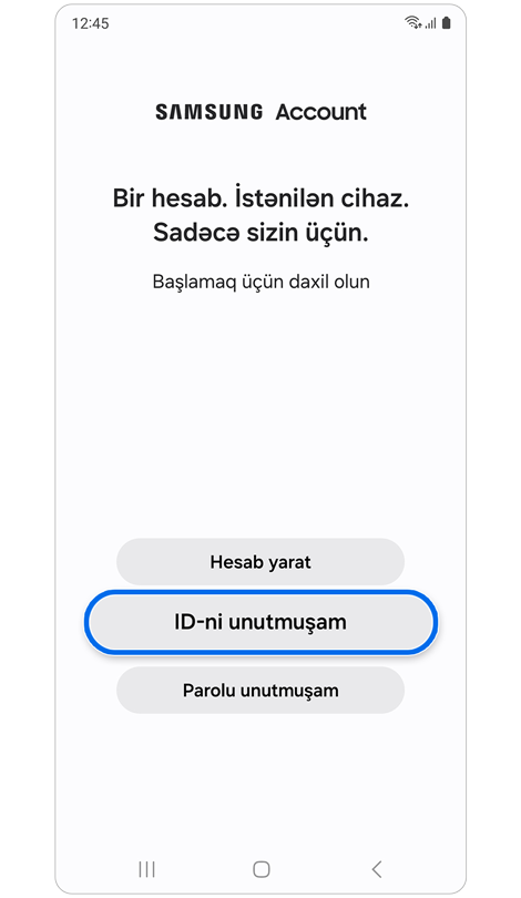 Hesab yaratmaq və ya etimadnamələri bərpa etmək üçün seçimlər.