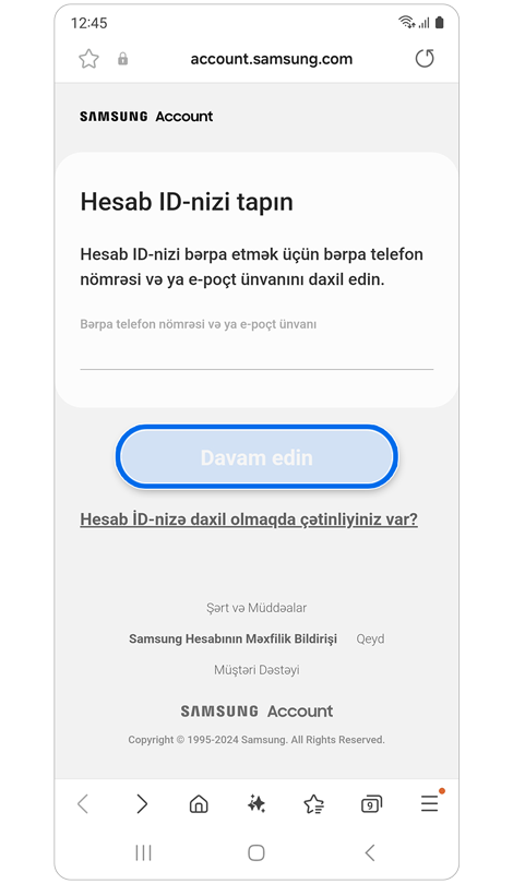 Bərpa telefon nömrəniz və ya bərpa e-poçtunuzla hesab ID-nizi tapın.