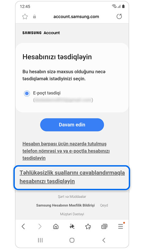 Doğrulama metodu seçimləri.