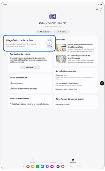 Asistencia en la pestaña de Samsung Members