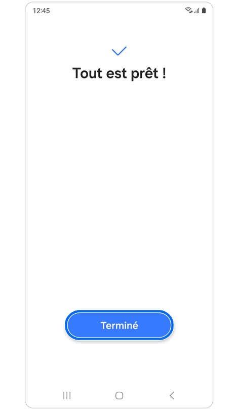 Écran de complétion du processus de l’application Smart Switch