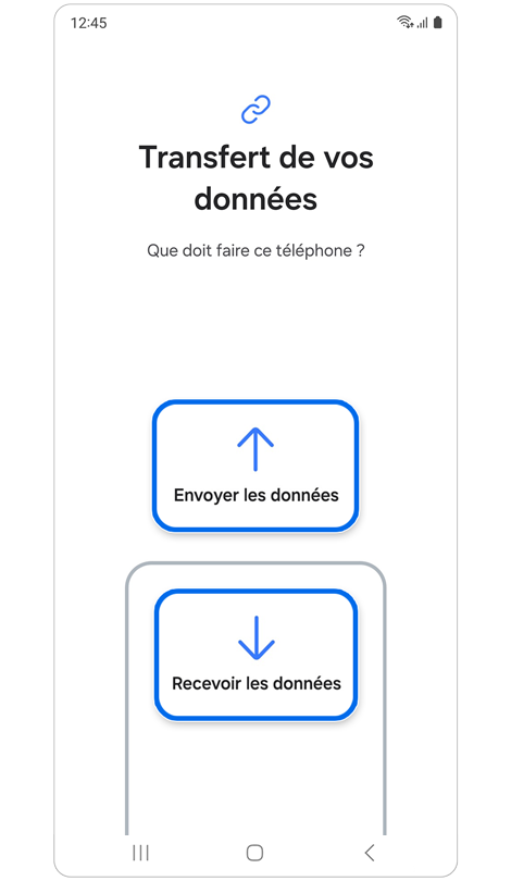 Écran de transfert de données de l’application Smart Switch