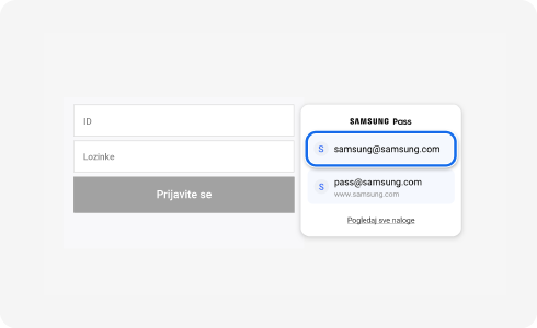 Prikaz stranice za prijavljivanje na veb-sajt preko aplikacije Samsung Pass