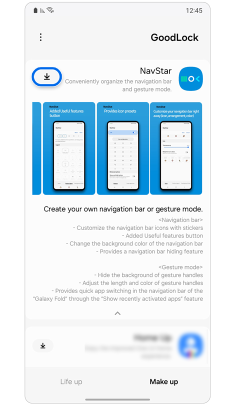 NavStar מוכן להורדה מאפליקציית Good Lock.