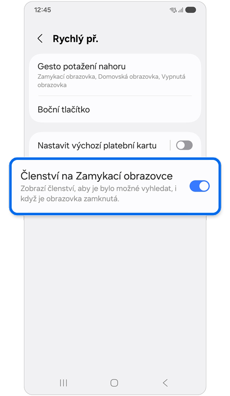 Nastavení Rychlý přístup.