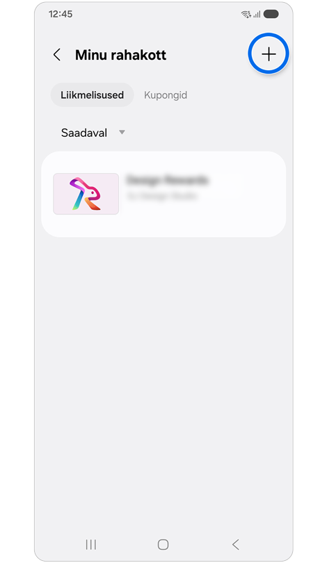 Samsung Walleti liikmelisuste ekraan.