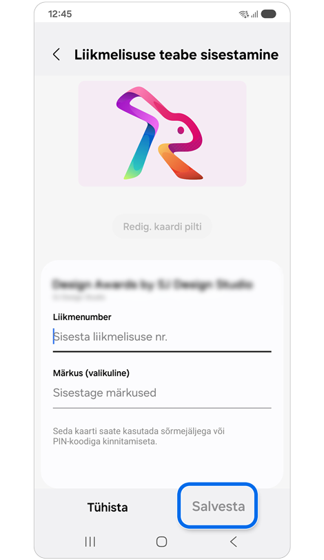 Liikmelisuse teabe ekraan.