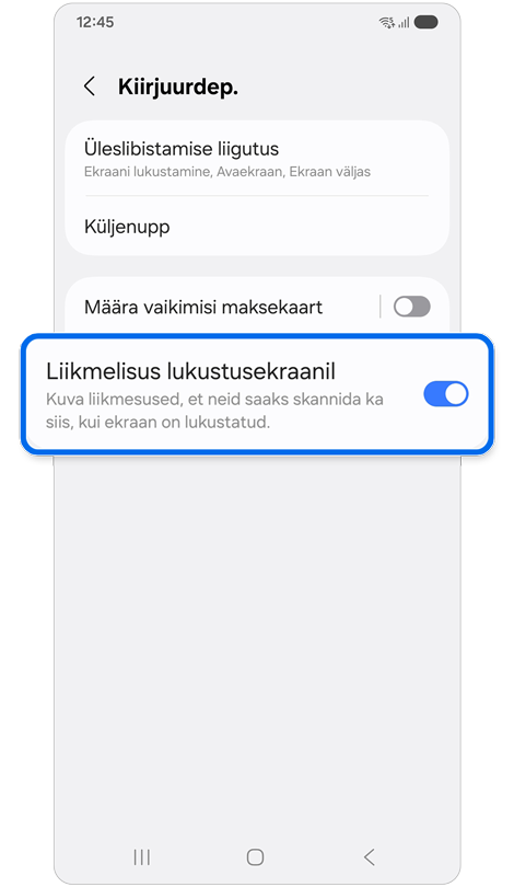 Kiirjuurdepääsu seaded.