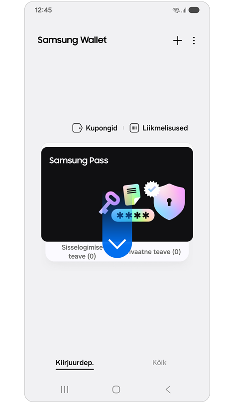 Samsung Walleti vahekaart „Kiirjuurdepääs".