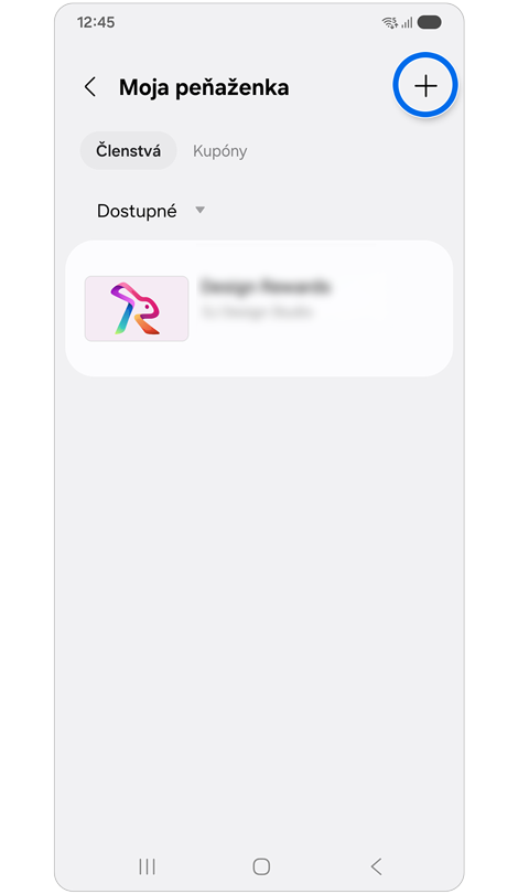 Obrazovka členstiev Samsung Wallet.