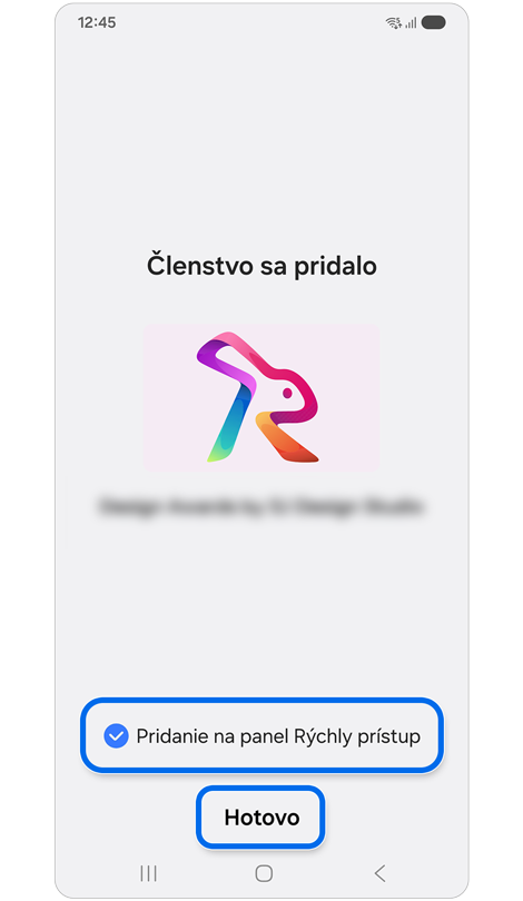 Obrazovka s pridaným členstvom.