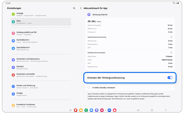 Informationen zum Akkuverbrauch