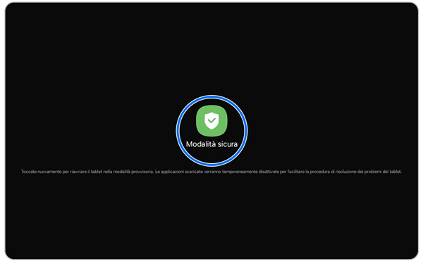 Schermata di avvio in Modalità provvisoria