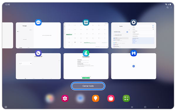 Aplicaciones abiertas recientemente.