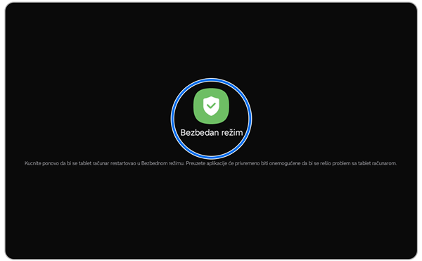 Ekran se pokreće u Sigurni režim