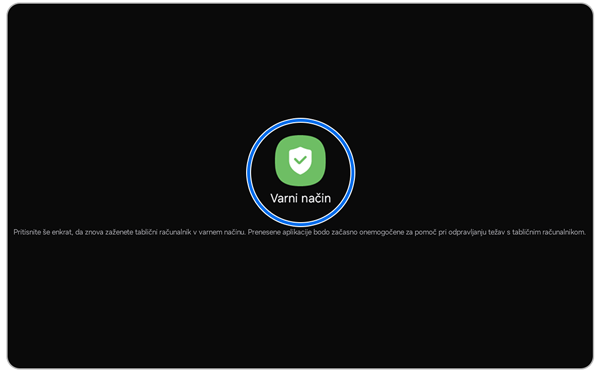 Zagon zaslona v varnem načinu