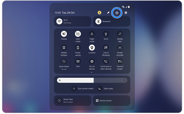 Quick settings panel