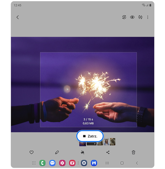 Przycisk zatrzymania nagrywania GIF.