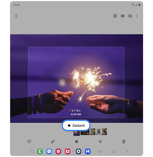 Tlačidlo na zastavenie nahrávania GIF.