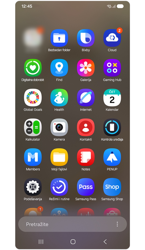 Prikazivanje aplikacija sortiranih po abecednom redu