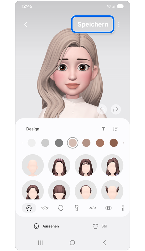 Bildschirm zur Anpassung weiterer Details des Avatars wird angezeigt.