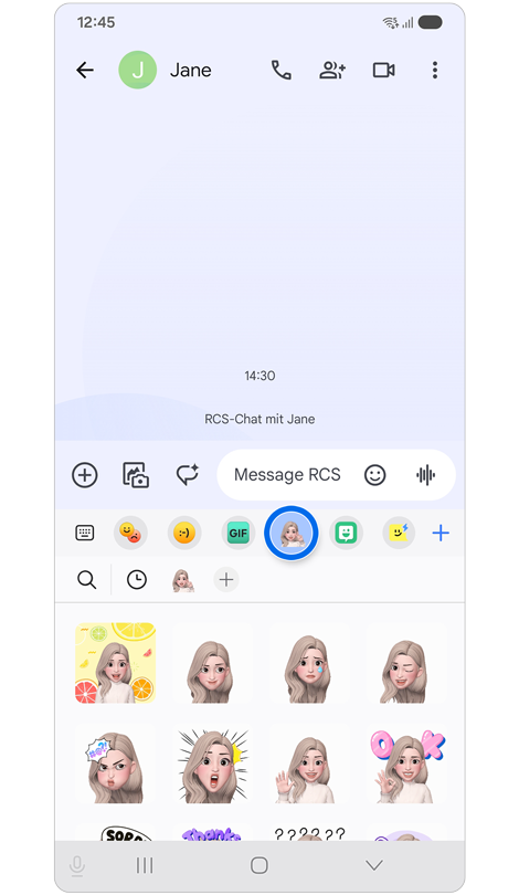 Galaxy-Avatar-Sticker werden angezeigt.