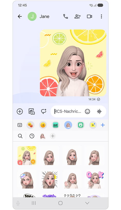 Nachricht mit einem Avatar-Sticker