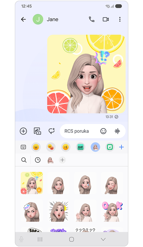 Razgovor porukama s Naljepnice avatara.