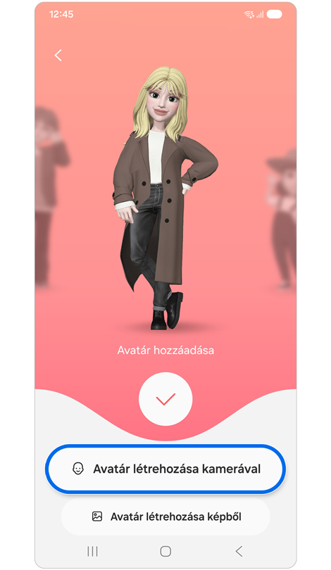 Avatar létrehozása képernyő.