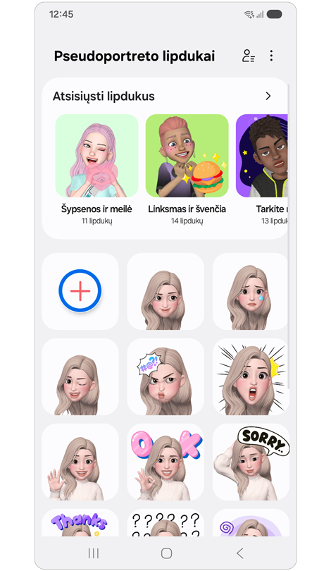 Pseudoportreto lipdukų ekranas.